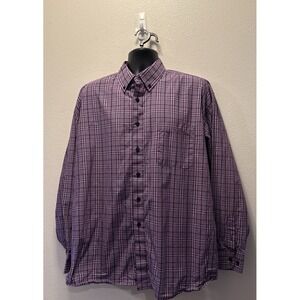Panhandle Shirt Mens XL Purple Gray Plaid Long‎ Sleeve Button Up
